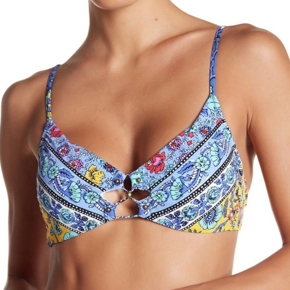 Nanette Leopore Swim Multicolored Floral Bikini Top NWT
